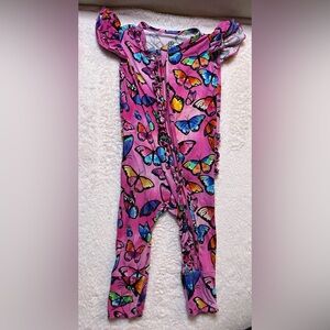 Bums & Roses Bamboo Ruffle Vibrant Butterfly Romper 3-6 Months